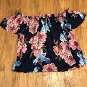 Floral Off-the-Shoulder Short-Sleeve Top